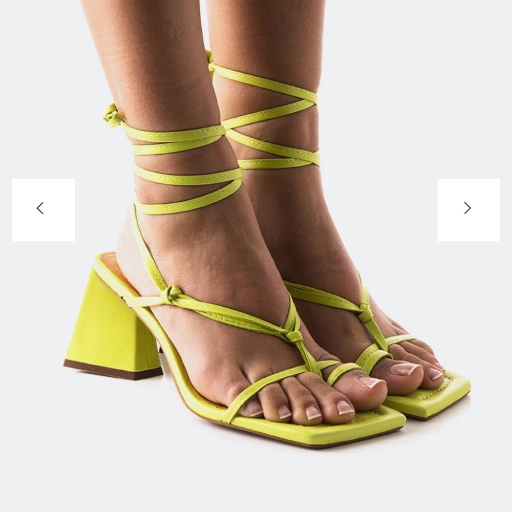 L'INTERVALLE Neon Green Strappy Heels